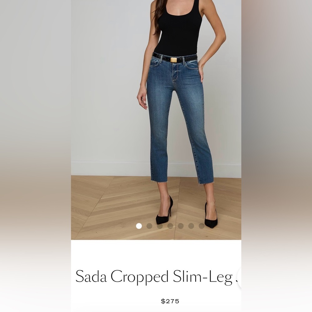 L’AGENCE Women’s Sada Cropped Slim Leg Jean Classic Stretch Mid Wash Raw Hem 27